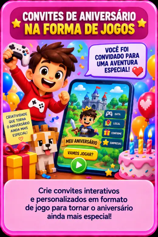 Convites de aniversário em forma de jogo